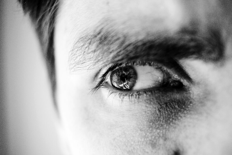 Single male eye in black and white 4