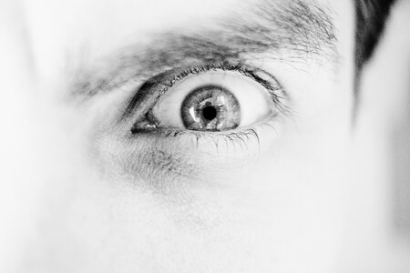 Single male eye in black and white 2 photo