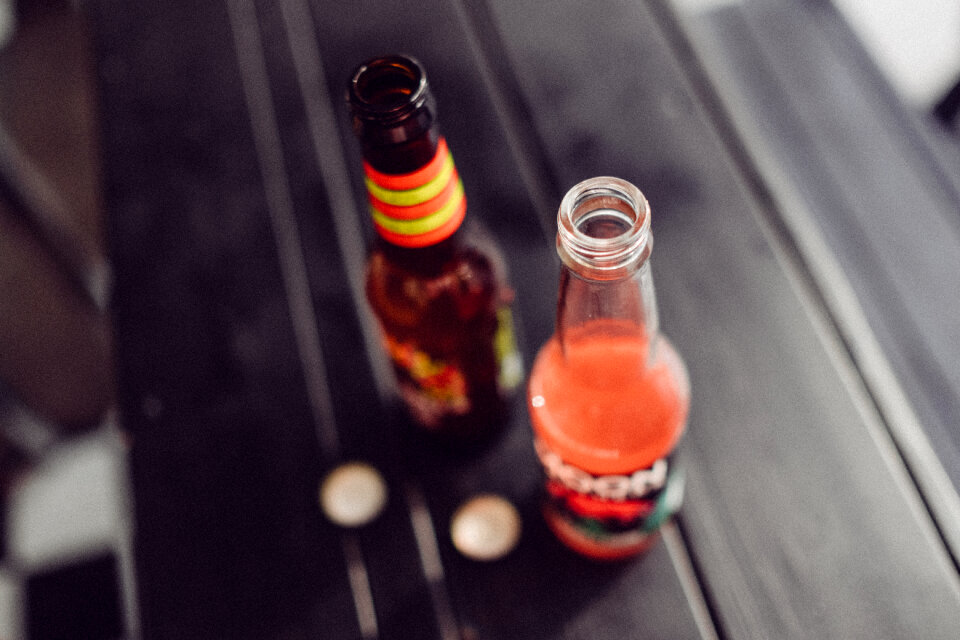 Two bottles of soda drinks