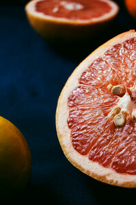 Grapefruits cut in half photo