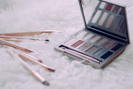 Makeup brushes and eyeshadows 3 photo