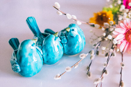 Ceramic birds and Easter palm