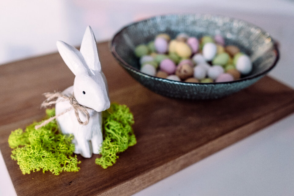 Easter bunny and chocolate eggs