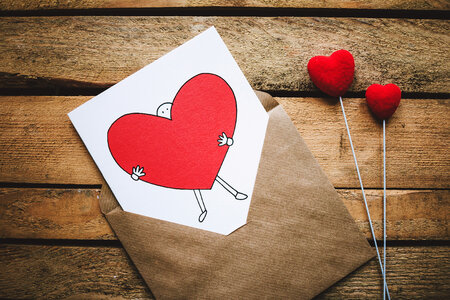 Valentines card on a wooden box 3