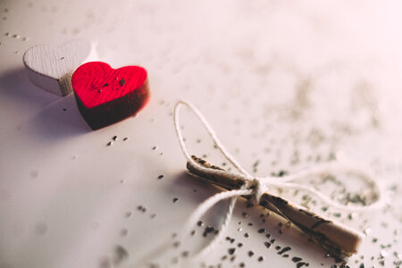 Tiny letter and wooden hearts 2 photo