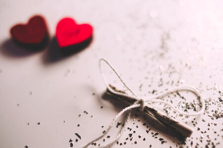 Tiny letter and wooden hearts 3 photo