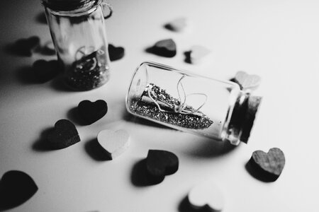 Message in a bottle in black and white photo