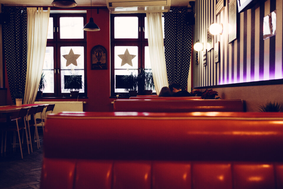 A couple in a retro café