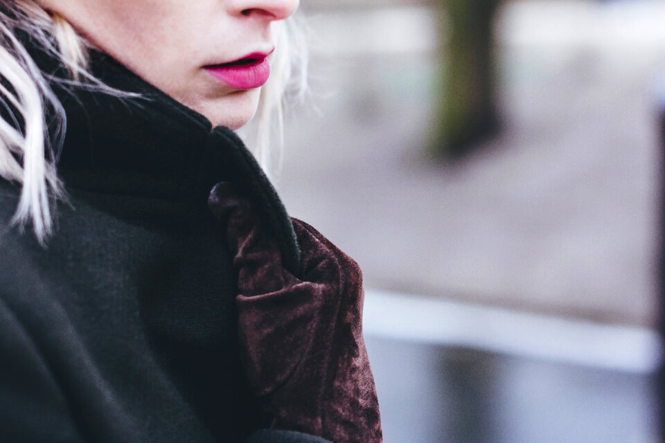 Moody outdoor female portrait closeup 2