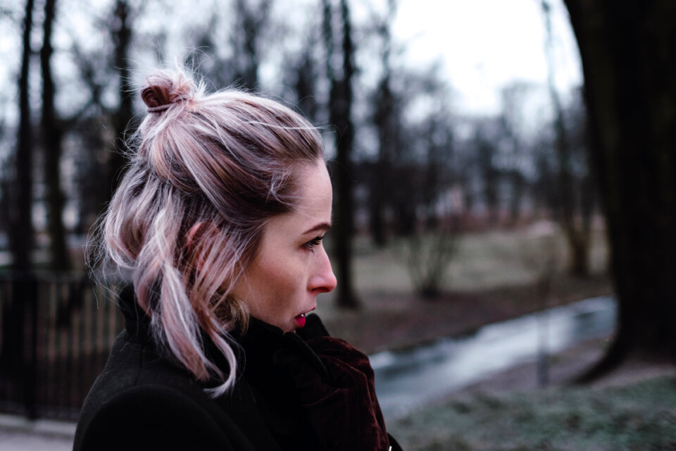 Moody outdoor female profile portrait 2