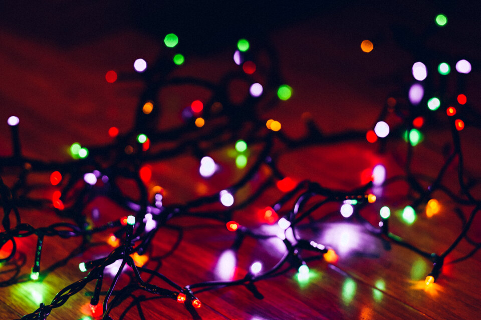 Christmas lights on the floor