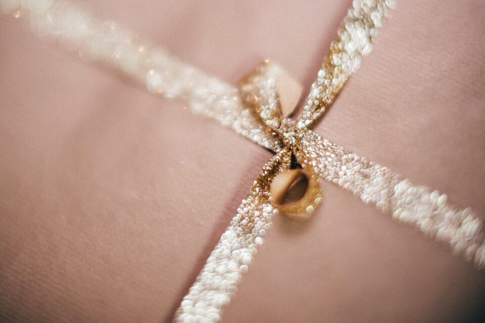 Gold Christmas gift blurred