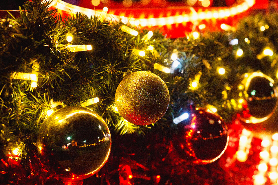 Christmas baubles outdoors