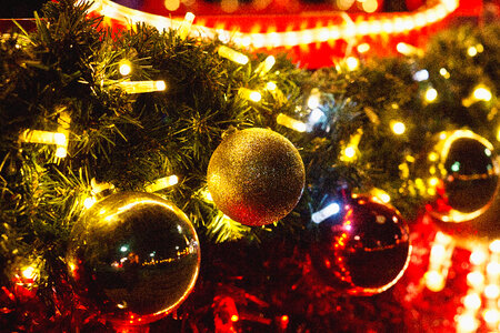 Christmas baubles outdoors photo