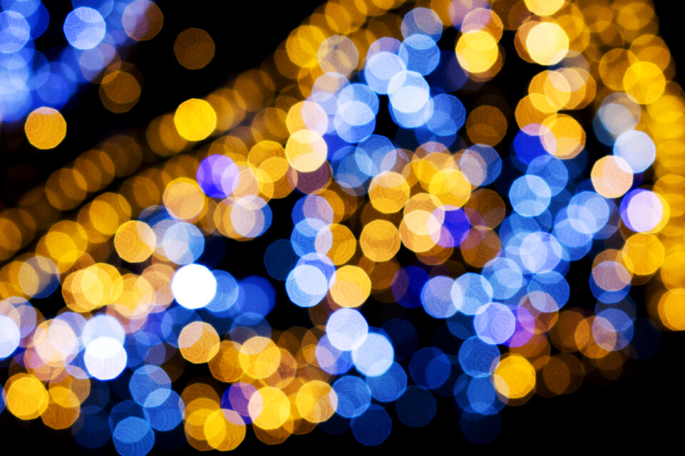 Blue and yellow bokeh