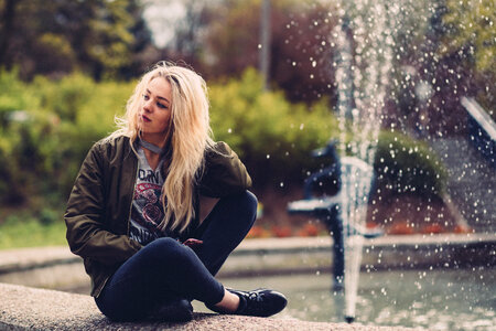 A girl at a fountain 2 photo
