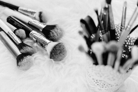 Makeup brushes in b&w