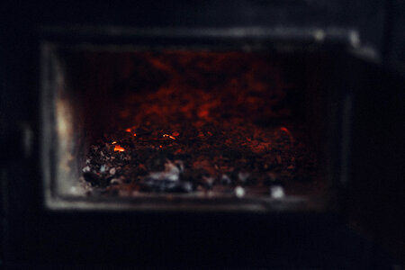 Ashes in an old stove