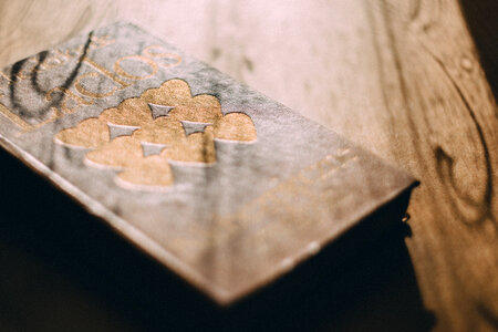 Hearts stamped on a book cover