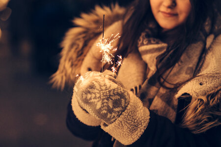Girl holding a sparkler 3 photo