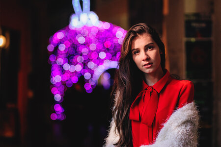 Christmas lady in red photo