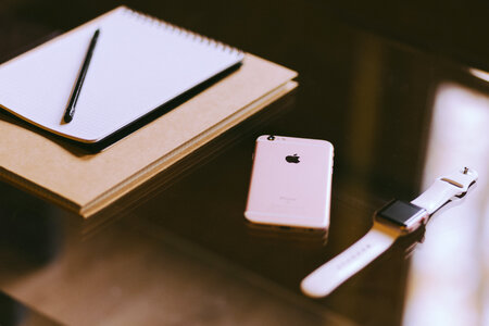 iPhone, iWatch and notebook 2 photo