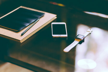 iPhone, iWatch and notebook