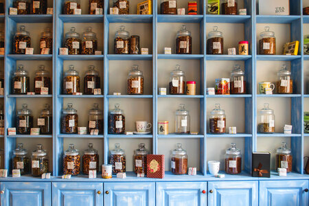 Blue tea cupboard photo