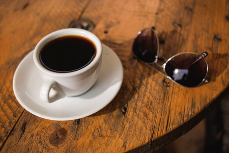 Black coffee and sunglasses
