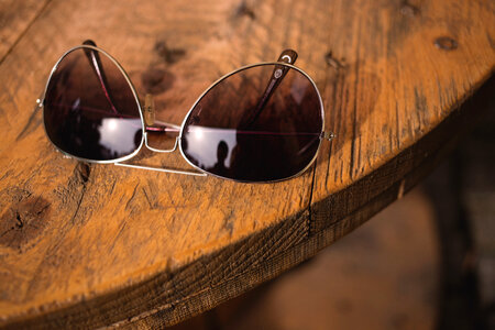 Sunglasses on a table photo