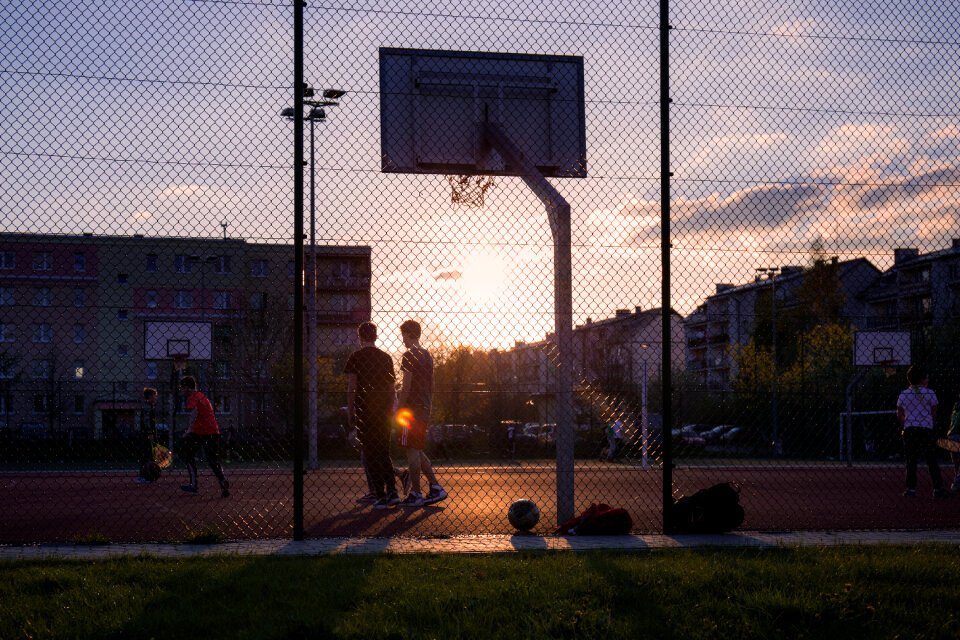 Kids playing basketball photo
