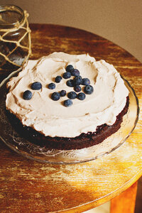 Brownie with high blueberries photo