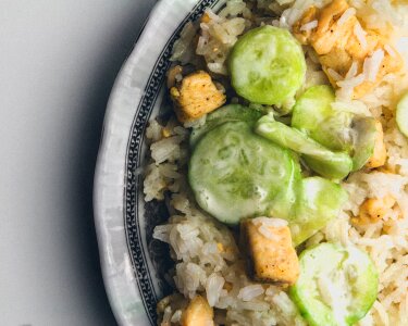 Free stock photo of chicken, cucumber, dinner