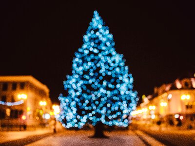 Bokeh Photography of Christmas Tree at Night photo
