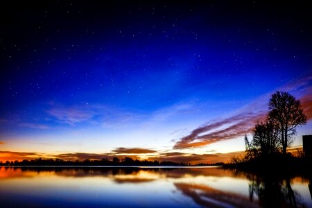 Body of Water Near Trees during Golden Hour photo