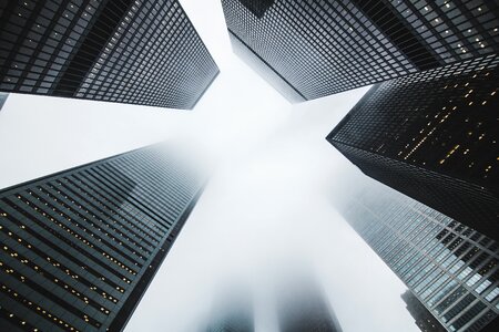 Free stock photo of architecture, buildings, fog photo