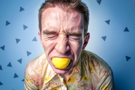 Man Ate Yellow Lemon Illustration photo