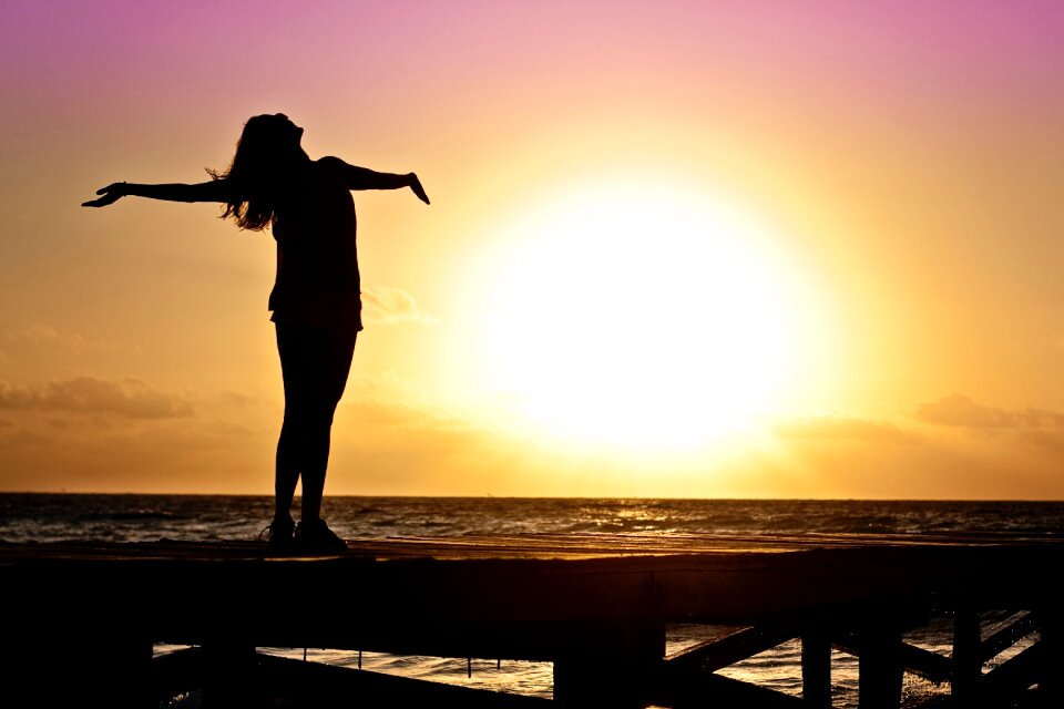 Silhouette Photo of Woman Against during Golden Hour