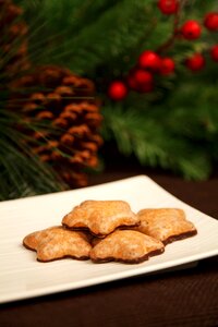 Brown Plate With Star Cookies With Chocolate