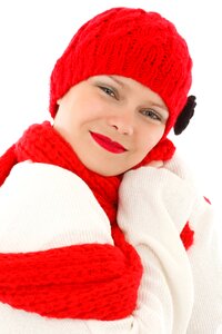 Woman Wearing Red Snow Cap