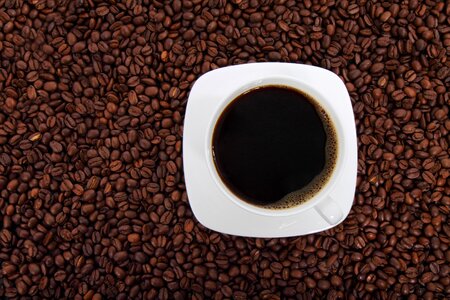 Black Coffee in White Ceramic Cup photo