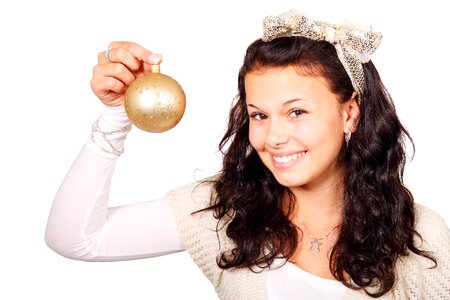 Woman Holding Bauble photo