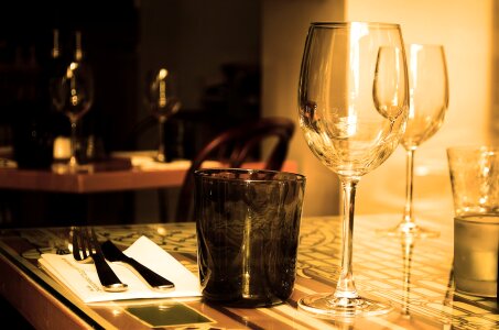 Clear Long Stem Wine Glass photo