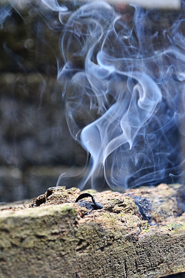 Stick burning blue smoke burning