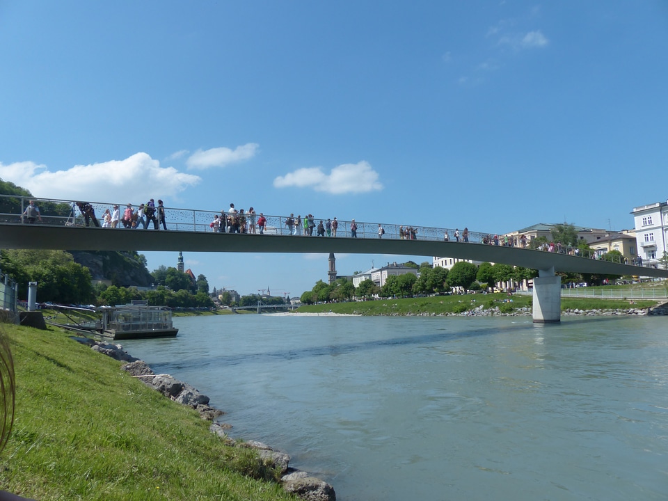 Cyclist bridge salzach hans makart
