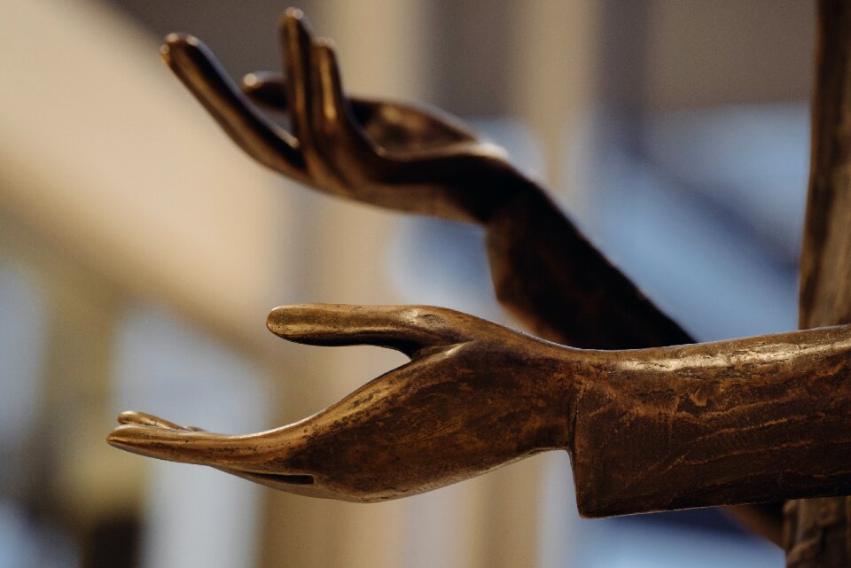 Red Wooden Hand Statue