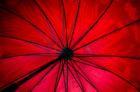 Black Steel Framed Red Umbrella