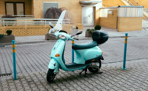 Free stock photo of aqua, blue, moped photo