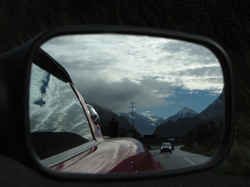 Rear mirror landscape mountains