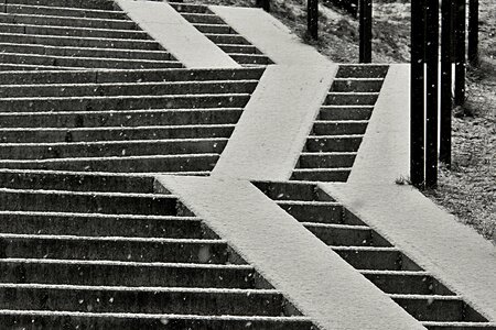 Free stock photo of black and-white, snow, stairs photo